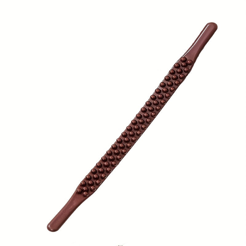 Full Body Massage Essential Oil Back Scraper with Brown Beads, 65 Bead Midline Roller for Neck, Lower Back, and Abdomen, Limb th Stick Massage Supplies, Professional Manual Meridian Tool for Whole Body Relaxation