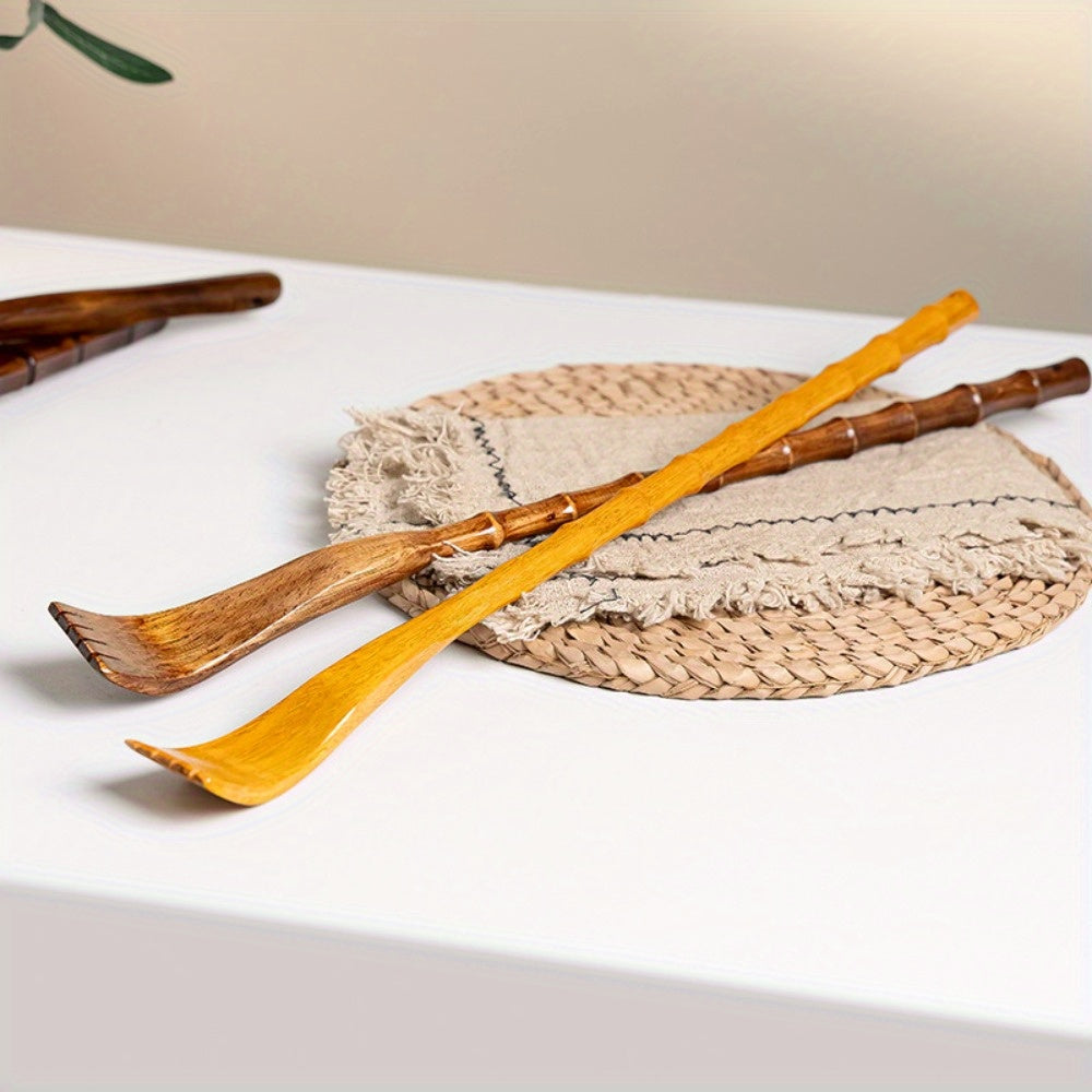 Ergonomic Long Handle Wooden Back Scratcher Massager - Gentle Exfoliating Body Scratcher for Back, Neck, Shoulders & Legs - Natural Wood Design for Home Use, Light Beige Care & Muscle Relaxation, Back Scratcher for Back, Ergonomic Design, Durable Wooden