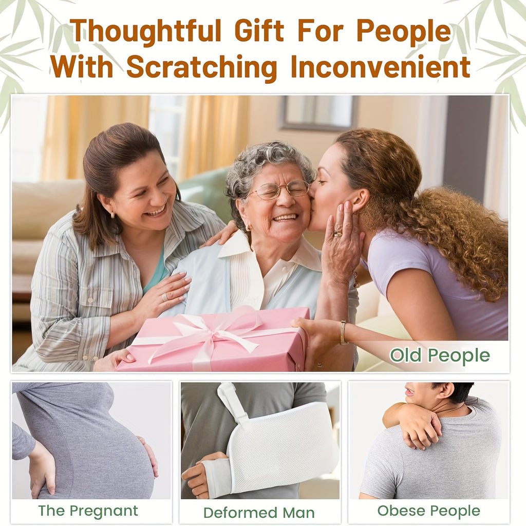 22'' Bamboo Back Scratcher With Extended Long Handle, Dual-Function Back Massager & Body Scratcher - Gentle Relief For Adults, Pregnancy, & Elderly, Skin-Friendly Design