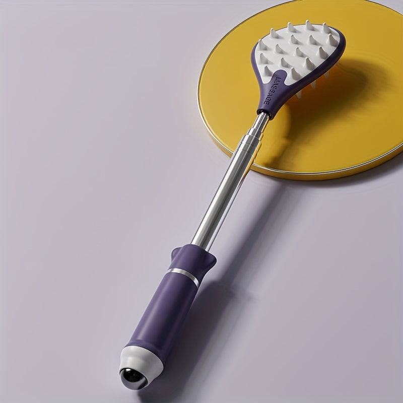1pc Manual Back Scratcher, Retractable Handle, 360° Massage Roller, Deep Tissue Soothing, Stainless Steel Telescopic Rod, Portable Manual Back Massager for Home Use, Massagers for Neck And Back