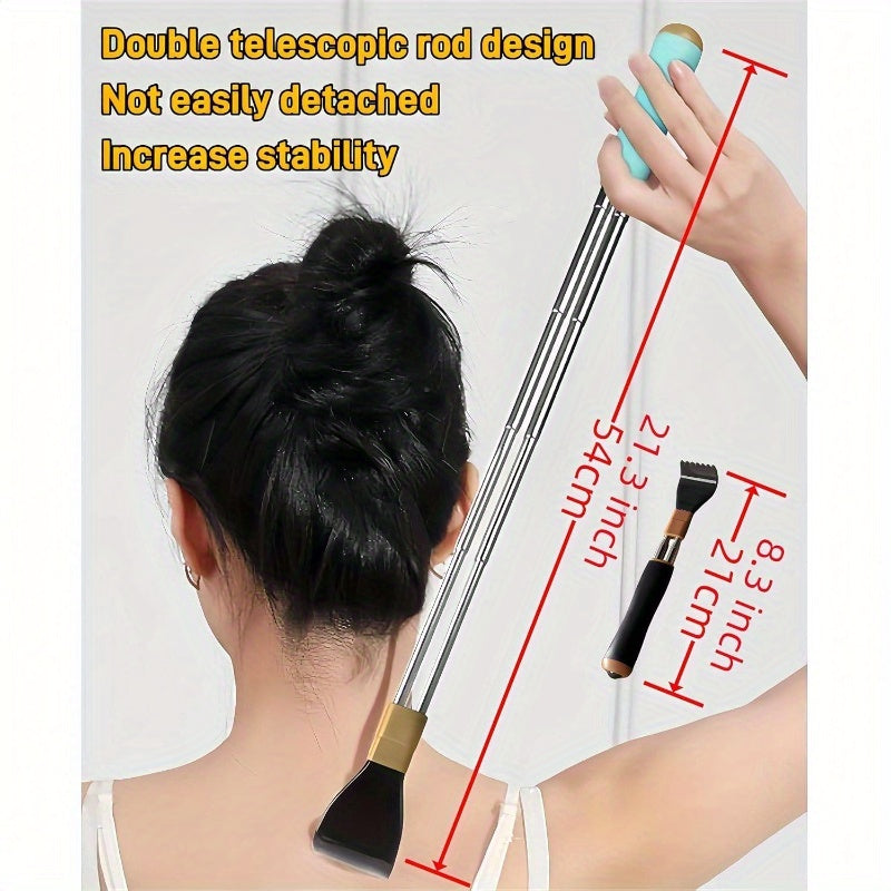 2-Pack Extendable Back Scratcher & Massager - Heavy-Duty Extendable Double-Pole Design, Long Reach (8.3-21.3in), Non-Slip Grip - Portable Back Itch Tool for Adults, Seniors, Travel, Home, Office - Ideal Gift for Back, Neck, Shoulder, Legs - Black, Home