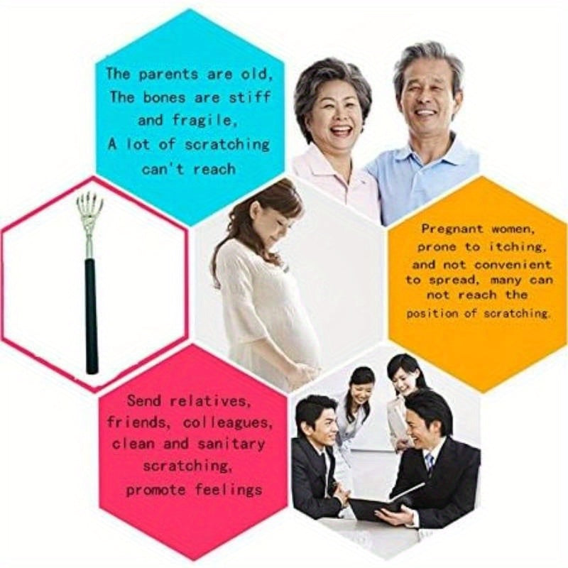 1 - Portable Extendable Skeleton Hand Back Scratcher, a Humorous Ghost Hand Massager, Perfect As a Stocking Stuffer for Men, Dads, Women, And Adults in Black., Suitable for Halloween & Christmas. No Artificial fragrances, Step Back Stretcher Gift