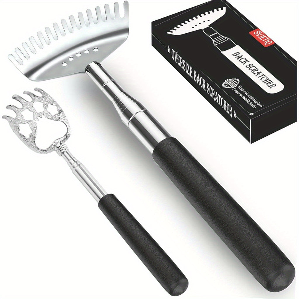 2-Pack Oversized Back Scratcher with Extendable Handle (30") - Heavy-Duty Back Massager Tool with Bear Claw & 15-Teeth Rake, Long Reach Back Scratcher for Adults, Seniors, Couples - Ideal Christmas, Birthday, Housewarming Gift - Stocking Stuffers for Men