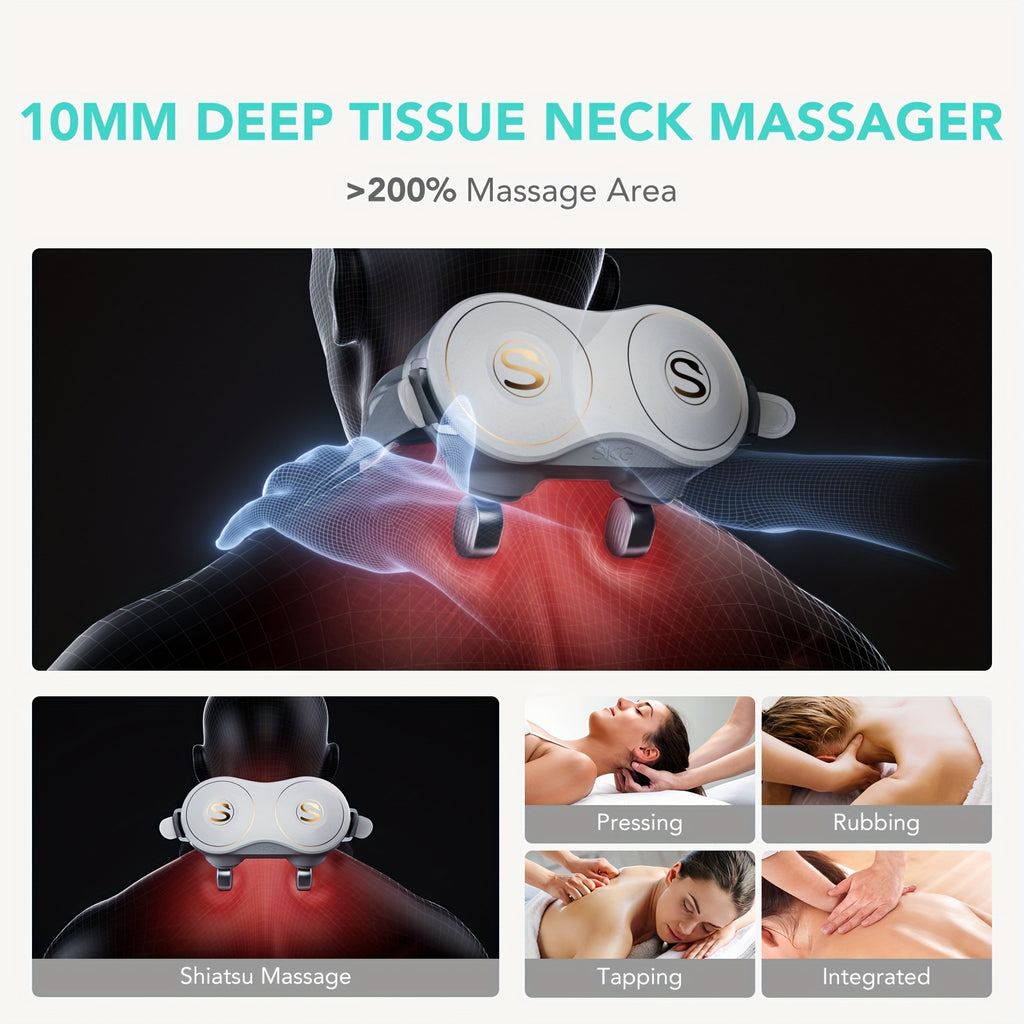 SKG H7-E Cervical Massager, A Portable Electric Massager, Offers Four Hot Compress Modes And Massage Modes for Shoulders, Neck, Back And Legs. It Is Suitable for Use At Home, In The Office, In The Car, Mother's Day Gift, Back Scratcher