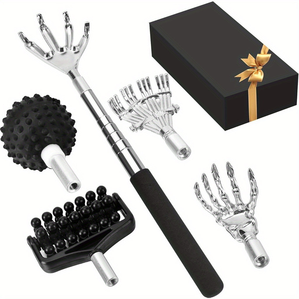 Lapogy Fathers Day Dad Gifts from Daughter Son Wife, Telescoping Back Scratcher with 5pcs Detachable Scratching Heads, Stocking Stuffers for Men, Unique Gift for Father, Husband