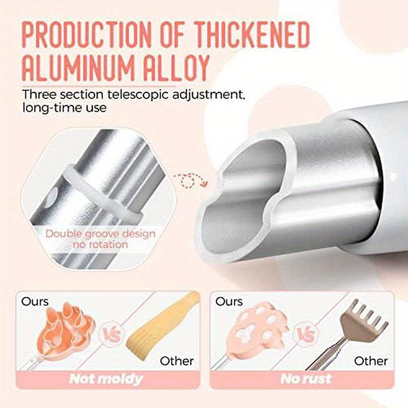 NURENDER Extra Long Back Scratcher with Extendable Handle (9-27 Inches) - Heavy-Duty Telescoping Back Massager, Non-Slip Grip, Pink - for Itchy Back, Arms, Legs, Hard-to-Reach Areas - Ideal Gift for Adults, Elderly, Pregnant Women - Portable Back Massager