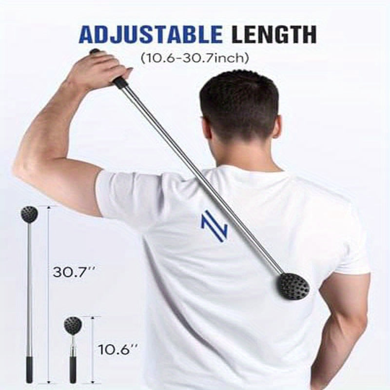 Telescoping back scratcher with 5 detachable heads. for Fathers Day, from wife/daughter/son. Mens gift. Husband's extendable back massager tool in a box.