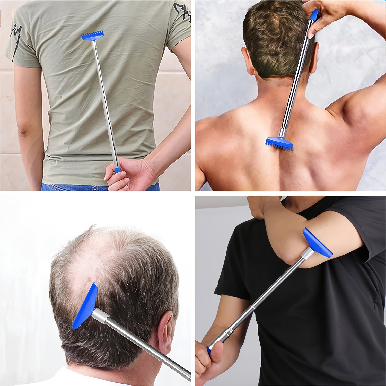 Extra-Long Stainless Steel Back Scratcher - Portable Telescoping Massage Tool for Men & Women, Ideal Stocking Stuffer with Gift Bag