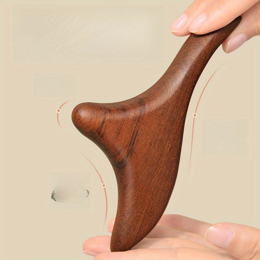 Golden Sandalwood Triangle Massage Stick - Battery-Free Plantar Reflexology, Shoulder and Neck Scraping, Meridian Press Tool, Portable Natural Muscle Relaxer, Ergonomic Design, Smooth Surface, Handheld Durable Construction, Essential for Self-Care