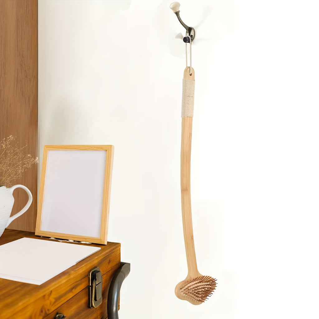22'' Extra-Long Bamboo Back Scratcher & Massager - 2-in-1 Ergonomic Handle, Gentle Light Beige-Friendly for Adults, Pregnant Women & Elderly - Durable Natural Body Care Tool, Back Massager