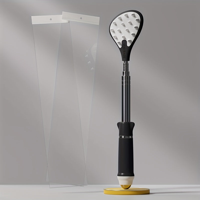 1pc Manual Back Scratcher, Retractable Handle, 360° Massage Roller, Deep Tissue Soothing, Stainless Steel Telescopic Rod, Portable Manual Back Massager for Home Use, Massagers for Neck And Back