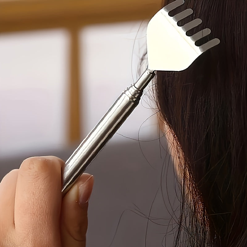 Adjustable 19.69-Inch Stainless Steel Back Itch Tool with Ergonomic Handle - Portable Massage Scratcher for Hard-to-Reach Areas, Posture Support & Muscle Tension, Sleek Metallic Finish, Telescopic Design