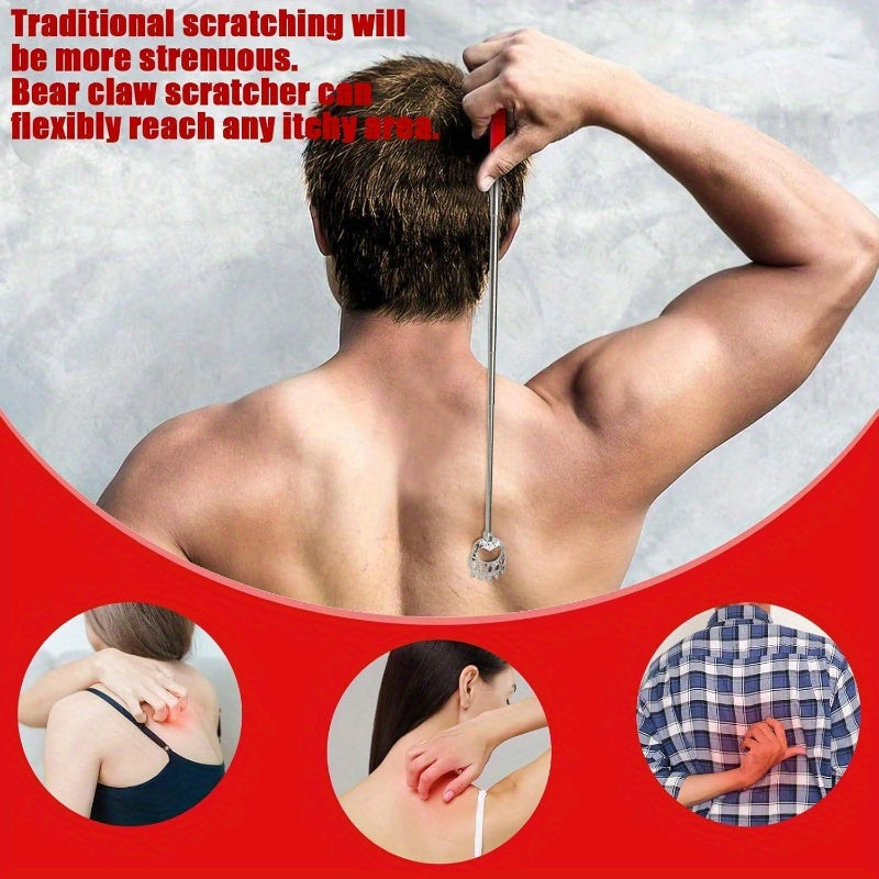 12pcs Extendable Bear Claw Back Scratcher - Portable Massager with Rubber Handles, Red & Black Design, Ideal for Adults, Bulk Stocking Stuffers, Bingo Game Prizes, and Relaxation, Back Scratcher for Adults, Playful Design, Durable Construction