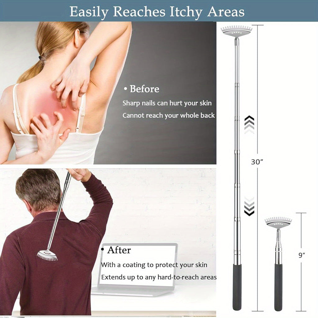 2-Pack Oversized Back Scratcher with Extendable Handle (30") - Heavy-Duty Back Massager Tool with Bear Claw & 15-Teeth Rake, Long Reach Back Scratcher for Adults, Seniors, Couples - Ideal Christmas, Birthday, Housewarming Gift - Stocking Stuffers for Men