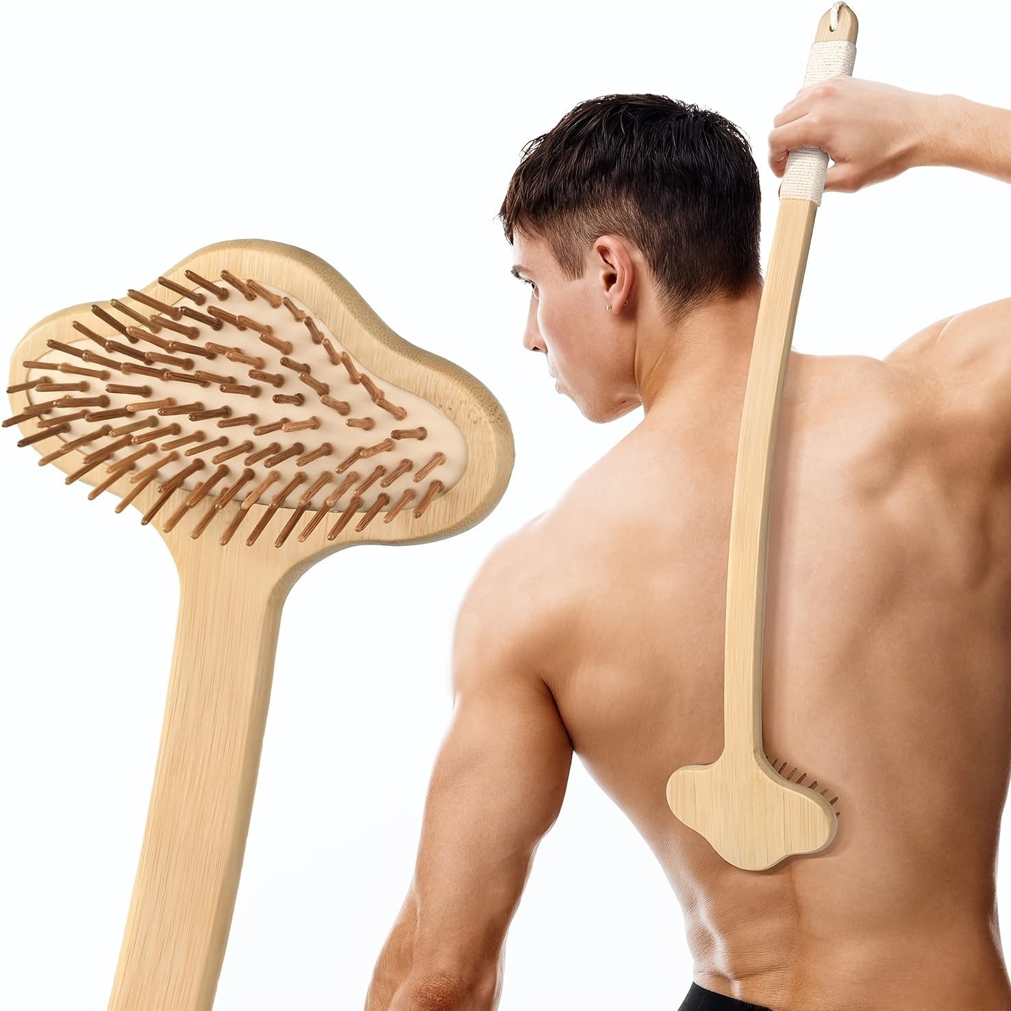 Oversized Back Scratcher, Extended Bamboo Scratcher, 22.04" Long Curved Handle; Wider Head; More Larger Scratching Surface, Adults Body Instant Scratcher Christmas Gift For Women And Men.