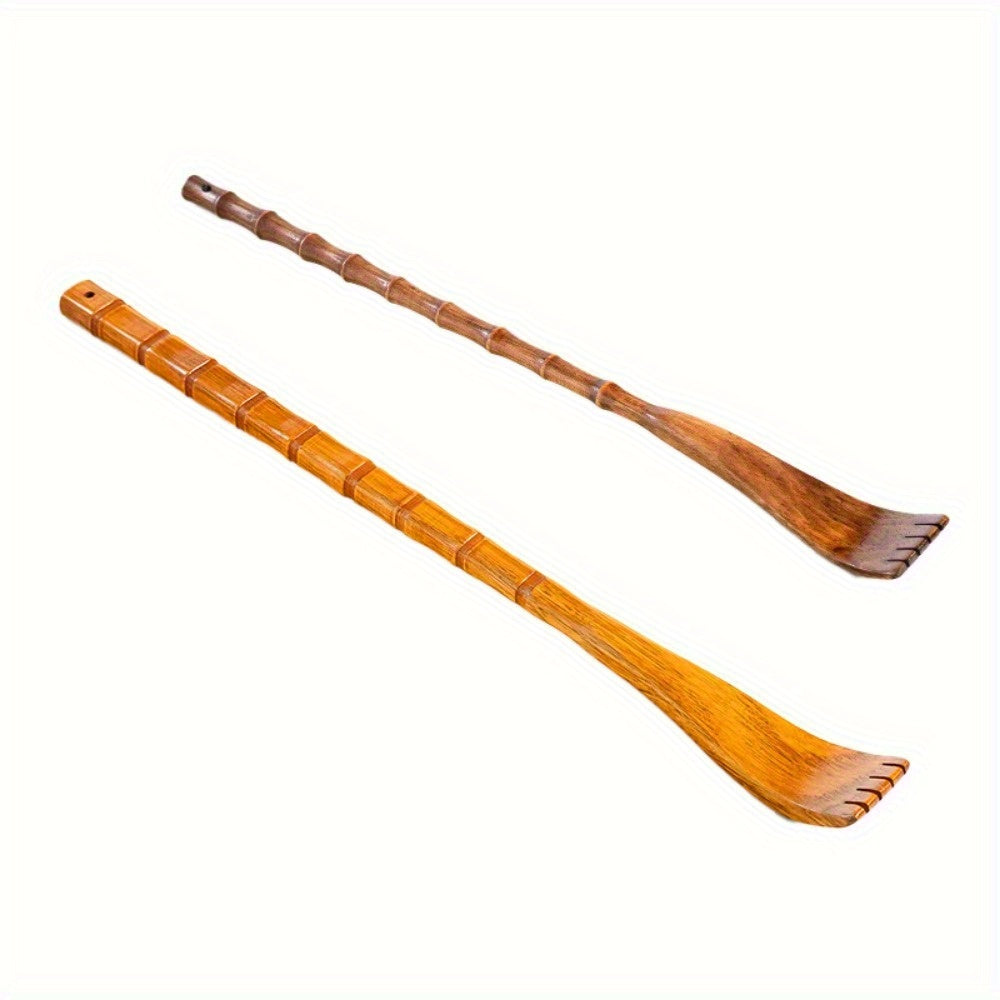 Long Handle Wooden Back Scratcher Massager Back Scratching Rake Household Wooden Body Massage Health Products Light Beige Care Tools