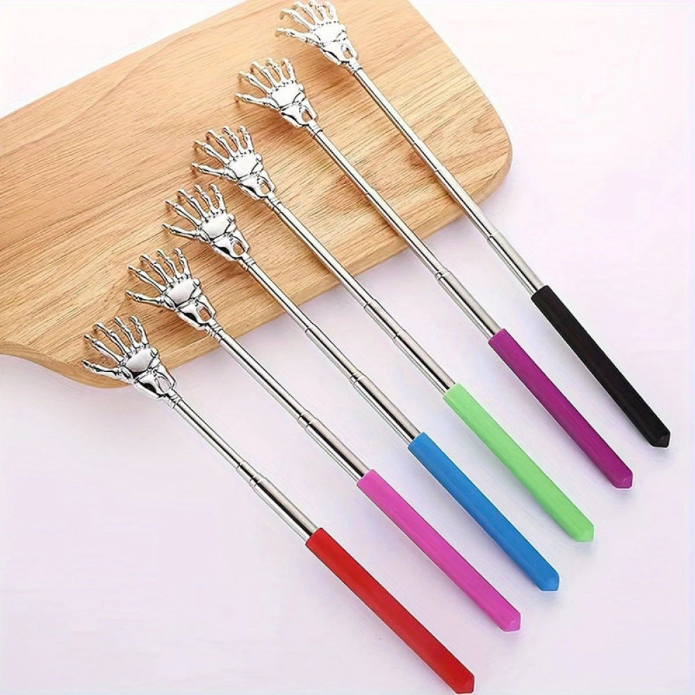 5-Piece Extendable Stainless Steel Back Scratcher Set - Skeleton Hand Design for Effortless Itch Relief & Relaxation