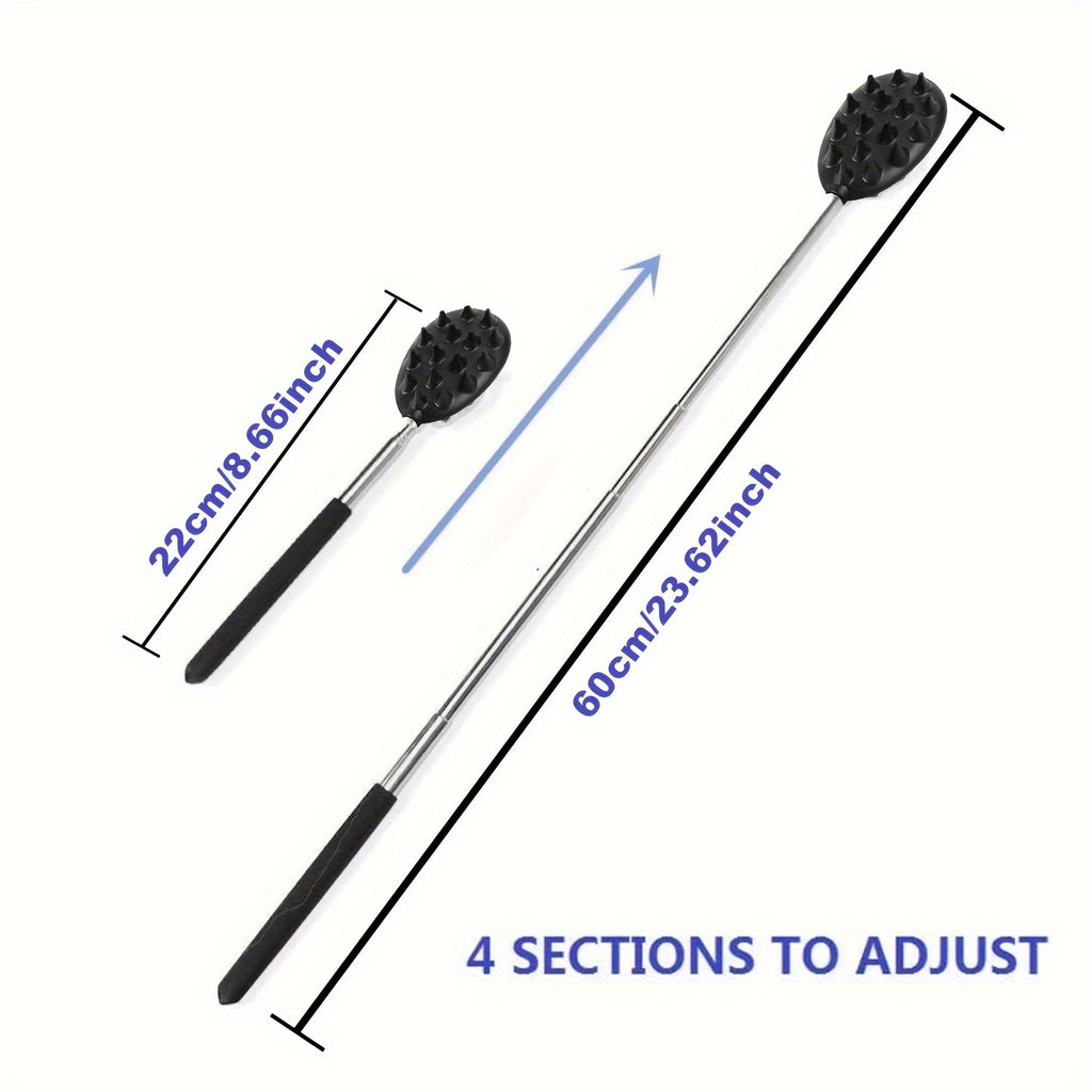 Retractable Cactus Back Scratch Stick with 1/4 & 1/2 Spikes - Durable PVC Material, 24" Long Handle for Easy Access, 3 Colors (Black, Red, Blue) - Ergonomic Design for Men & Women, Back & Neck, Back Scratcher, Ergonomic Design, Sturdy Construction
