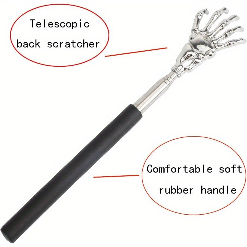 1 - Portable Extendable Skeleton Hand Back Scratcher, a Humorous Ghost Hand Massager, Perfect As a Stocking Stuffer for Men, Dads, Women, And Adults in Black., Suitable for Halloween & Christmas. No Artificial fragrances, Step Back Stretcher Gift