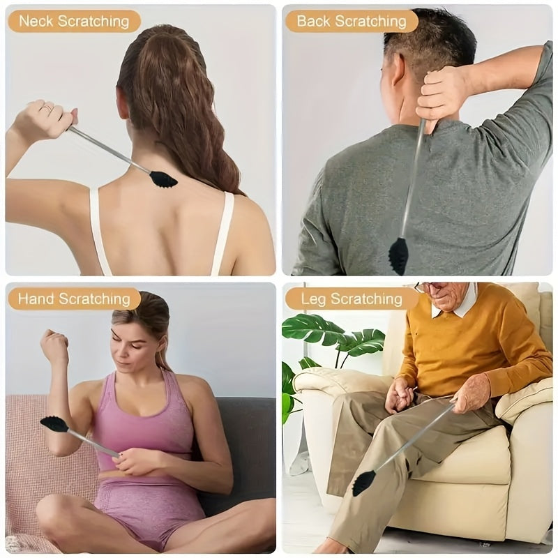 1pc Retractable Silicone Back Scratcher with Comfort Grip - Anti-Itch, Portable Massager for Men, Women, and Seniors, Pink & Black Options, Ergonomic Design for Back, Comfortable Massage Tool, Durable Construction