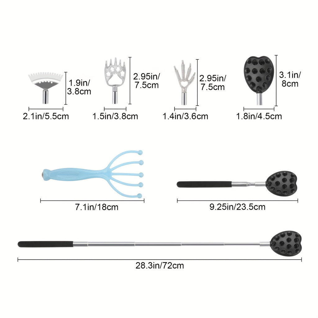Back Scratcher Extendable Set, Handheld Head Massage, Adjustable & Retractable Design, Novelty Idea Gifts for Men & Women
