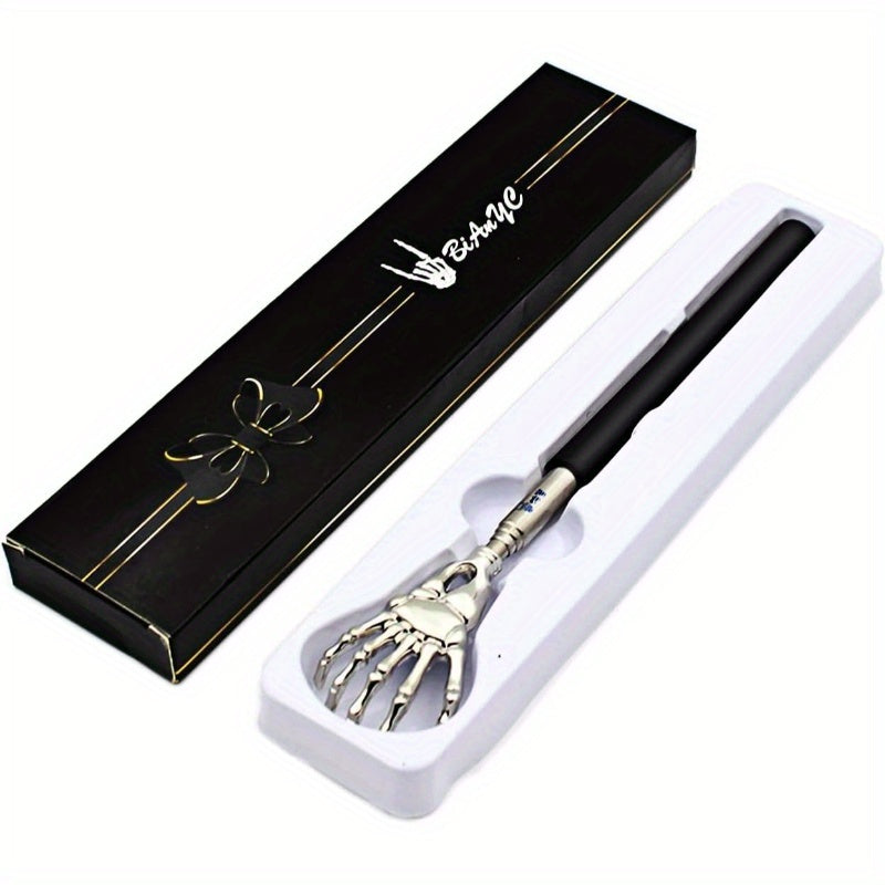1 - Portable Extendable Skeleton Hand Back Scratcher, a Humorous Ghost Hand Massager, Perfect As a Stocking Stuffer for Men, Dads, Women, And Adults in Black., Suitable for Halloween & Christmas. No Artificial fragrances, Step Back Stretcher Gift