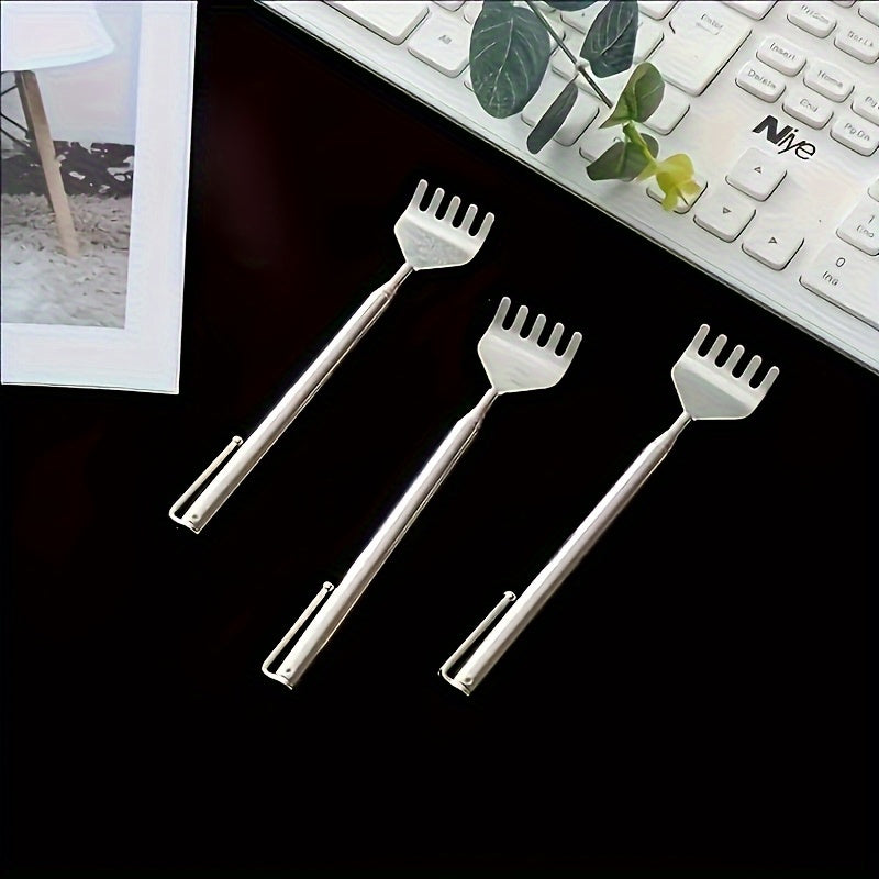 Adjustable 19.69-Inch Stainless Steel Back Itch Tool with Ergonomic Handle - Portable Massage Scratcher for Hard-to-Reach Areas, Posture Support & Muscle Tension, Sleek Metallic Finish, Telescopic Design