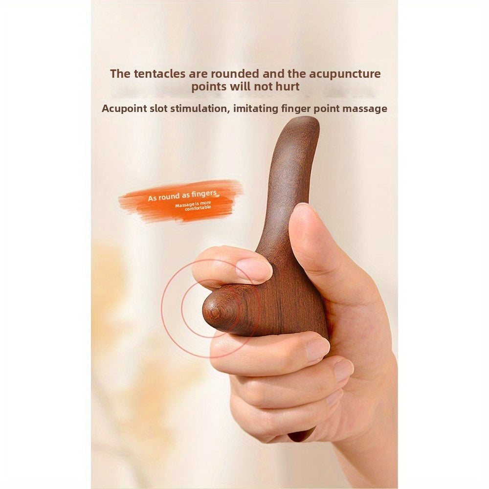 Golden Sandalwood Triangle Massage Stick - Battery-Free Plantar Reflexology, Shoulder and Neck Scraping, Meridian Press Tool, Portable Natural Muscle Relaxer, Ergonomic Design, Smooth Surface, Handheld Durable Construction, Essential for Self-Care