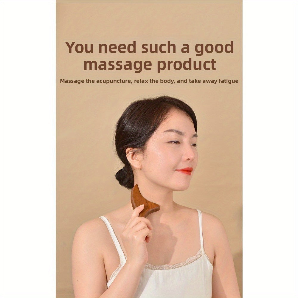Golden Sandalwood Triangle Massage Stick - Battery-Free Plantar Reflexology, Shoulder and Neck Scraping, Meridian Press Tool, Portable Natural Muscle Relaxer, Ergonomic Design, Smooth Surface, Handheld Durable Construction, Essential for Self-Care