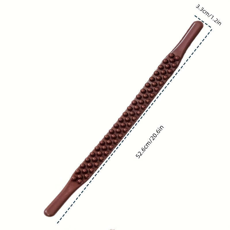 Full Body Massage Essential Oil Back Scraper with Brown Beads, 65 Bead Midline Roller for Neck, Lower Back, and Abdomen, Limb th Stick Massage Supplies, Professional Manual Meridian Tool for Whole Body Relaxation