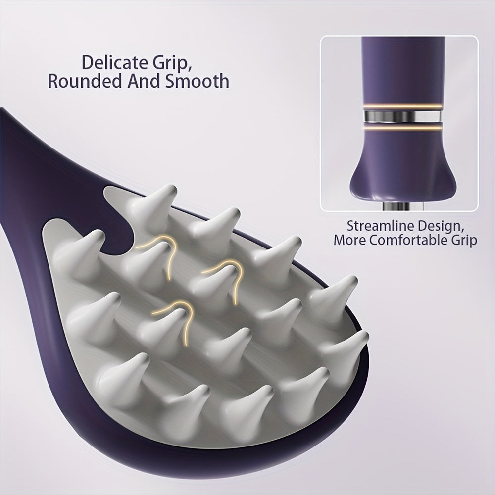 1pc Extendable Scratcher with Magnetic Acupressure Roller, Non-Slip Rubber Handle, Portable Itch Tool for Men, Women, Kids - Black/Purple