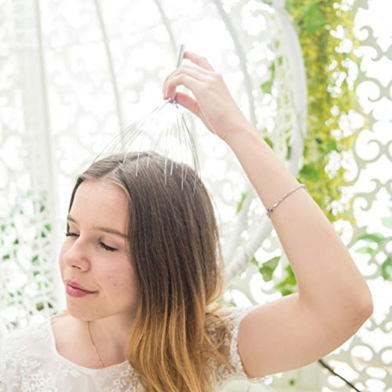 HOMEFISH 28 Fingers 3rd Generation Scalp Massager - Extendable Back Scratcher with Ergonomic Handle, Adjustable Head & Body Relaxation Tool for Hair Stimulation, Muscle Tension & Improved Circulation, Scalp Massager for Growing Hair, Ergonomic Design,