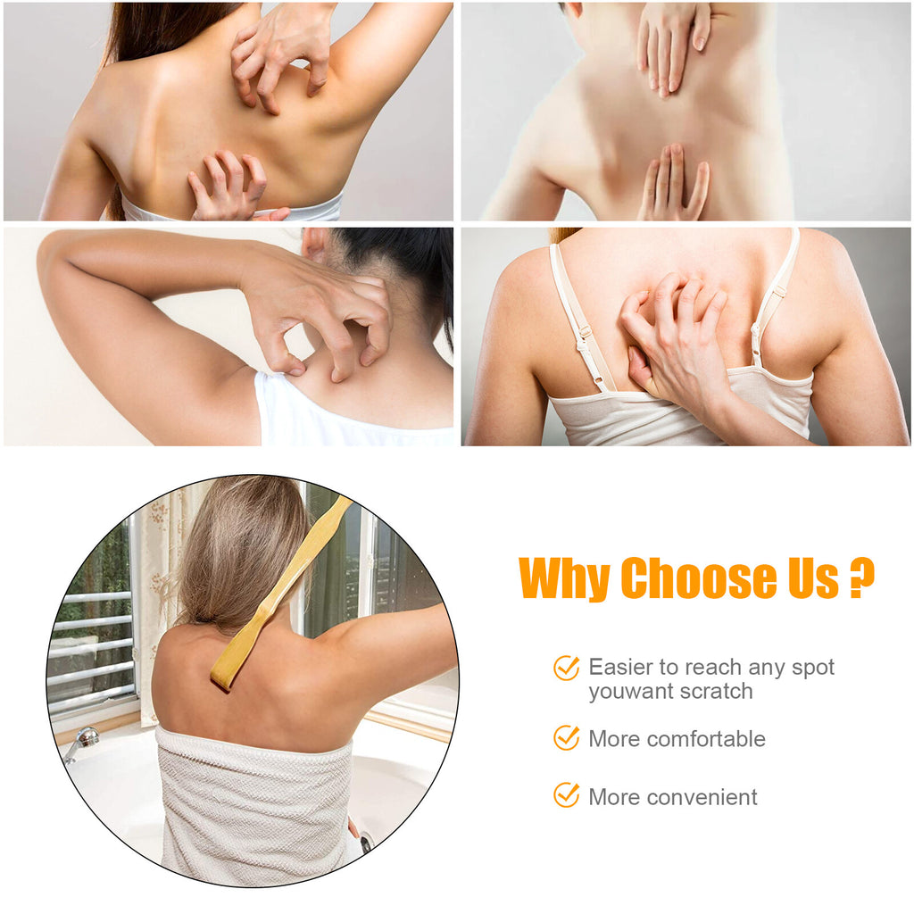 3PCS Natural Bamboo Wooden Back Scratcher Set – Handheld Tickling Rake for Itch Relief, Relaxation & Massage Tools, Durable Back Scraping Stick, Long Handle Body Massager for Men Women Seniors, Portable Pocket Size Travel Itch Relief Tool for Home Office