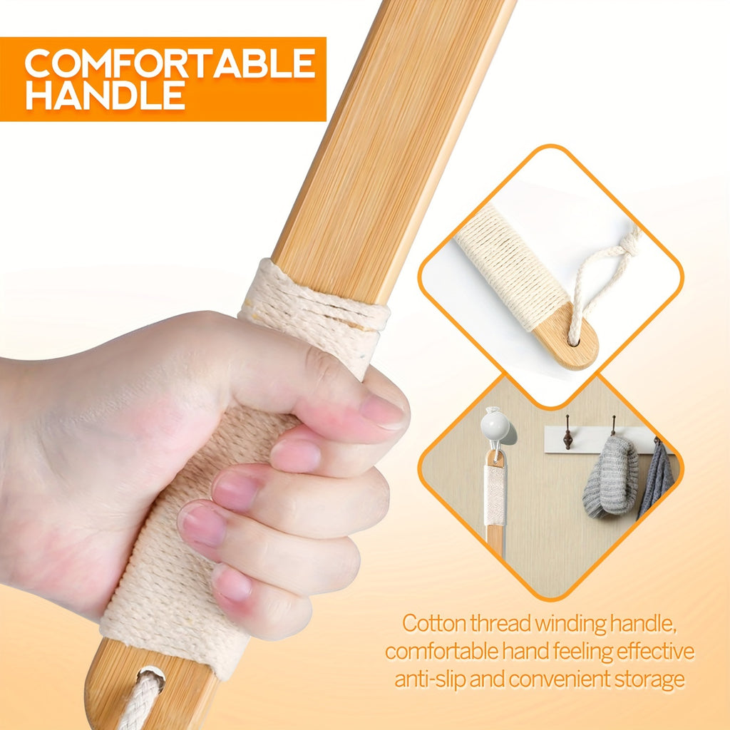 Premium Bamboo Back Scratcher with Wide Head, Oversized Body Scratcher for Daily Use, Long Handle And Micro-needle Soft Brush Head, Comfortable Massage, for Men And Women, Ideal Gift for The Elderly, Pregnant