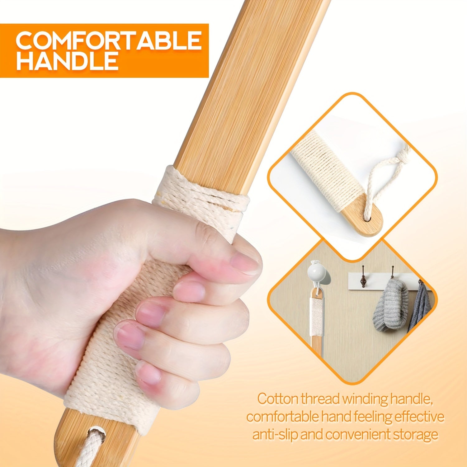 Premium Bamboo Back Scratcher with Wide Head, Oversized Body Scratcher for Daily Use, Long Handle And Micro-needle Soft Brush Head, Comfortable Massage, for Men And Women, Ideal Gift for The Elderly, Pregnant