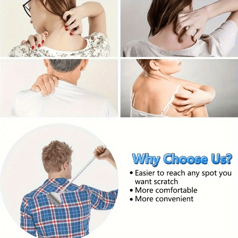 Set of 6 Stainless Steel Back Scratchers with Extendable Features - Sturdy, Adjustable Manual Massagers Designed for Easy Access - Perfect for Elderly Assistance And Personal Use.