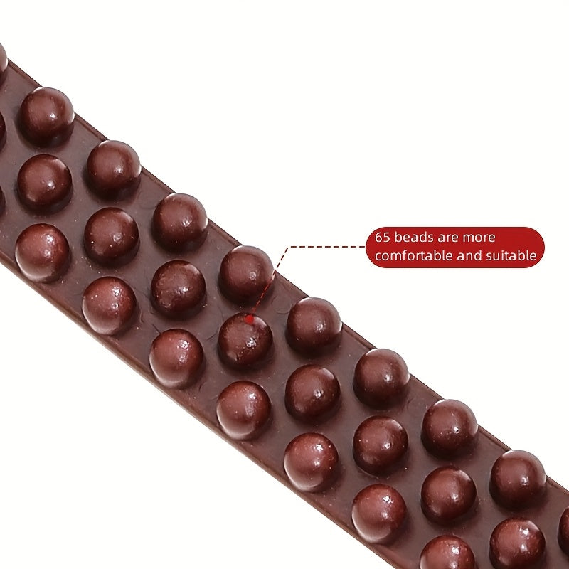 Full Body Massage Essential Oil Back Scraper with Brown Beads, 65 Bead Midline Roller for Neck, Lower Back, and Abdomen, Limb th Stick Massage Supplies, Professional Manual Meridian Tool for Whole Body Relaxation