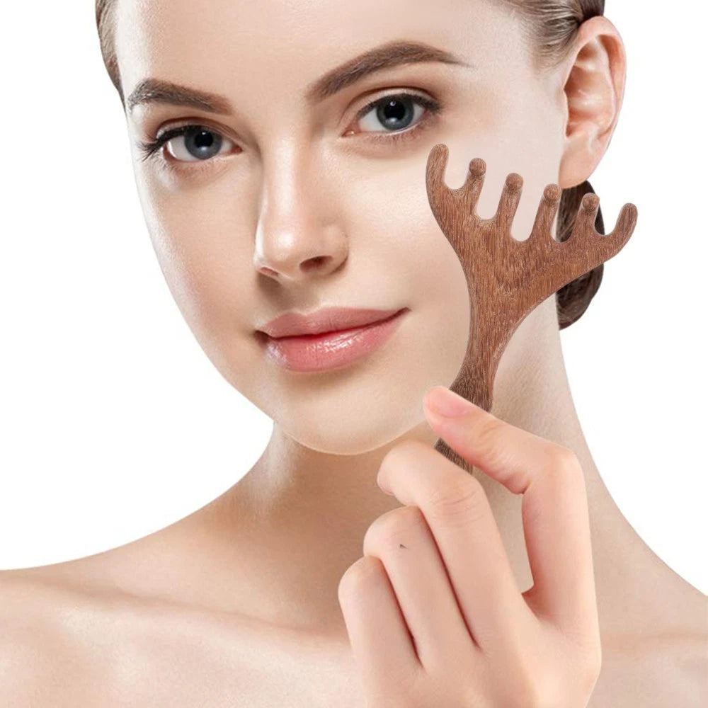 8 pcs Wooden Head Massager Comb Wide Tooth Gua Sha Tool Wood Hair Scratcher