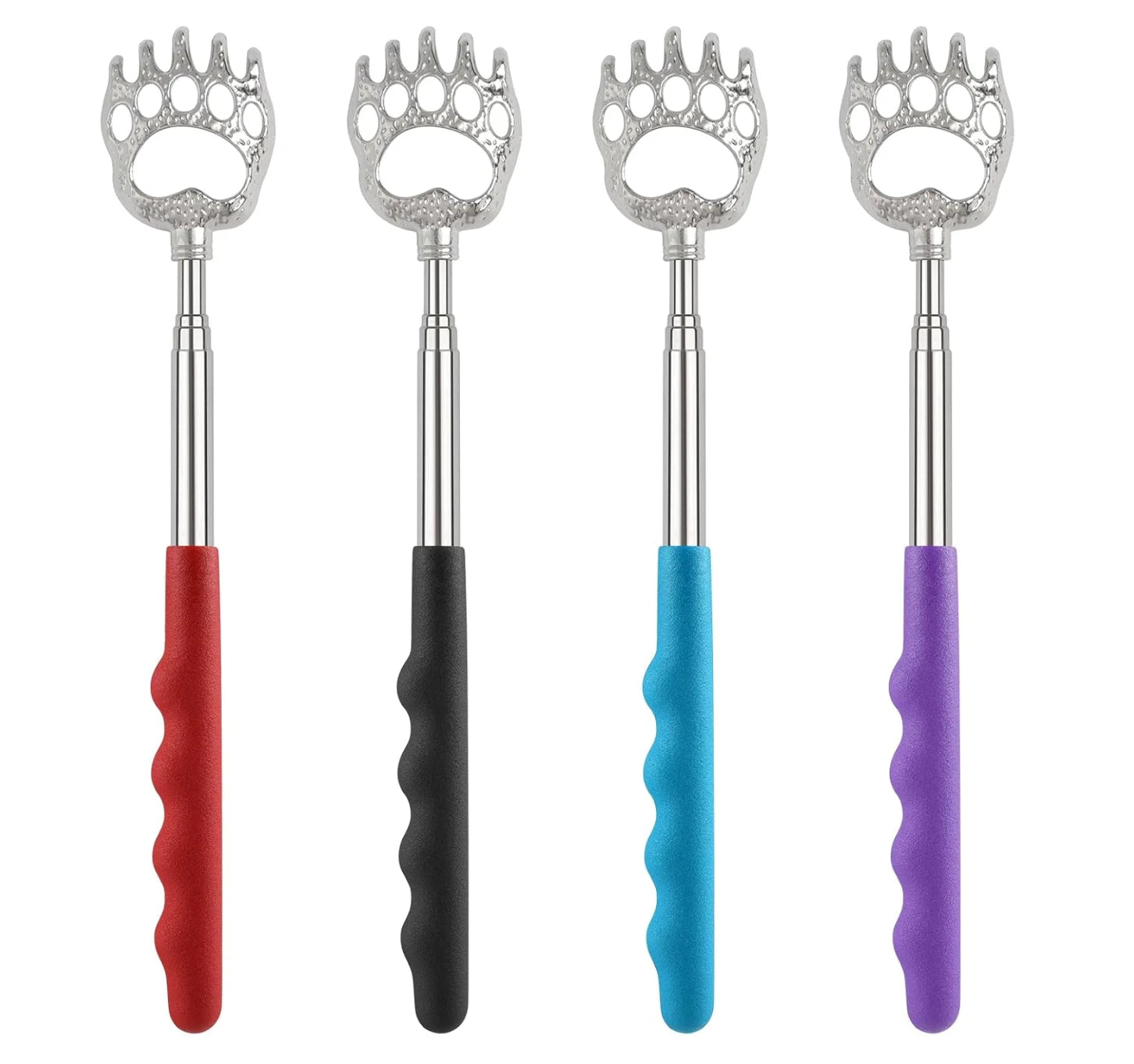 4x Back Scratcher Metal Extendable Claw Portable Bear Rake Telescopic Handle