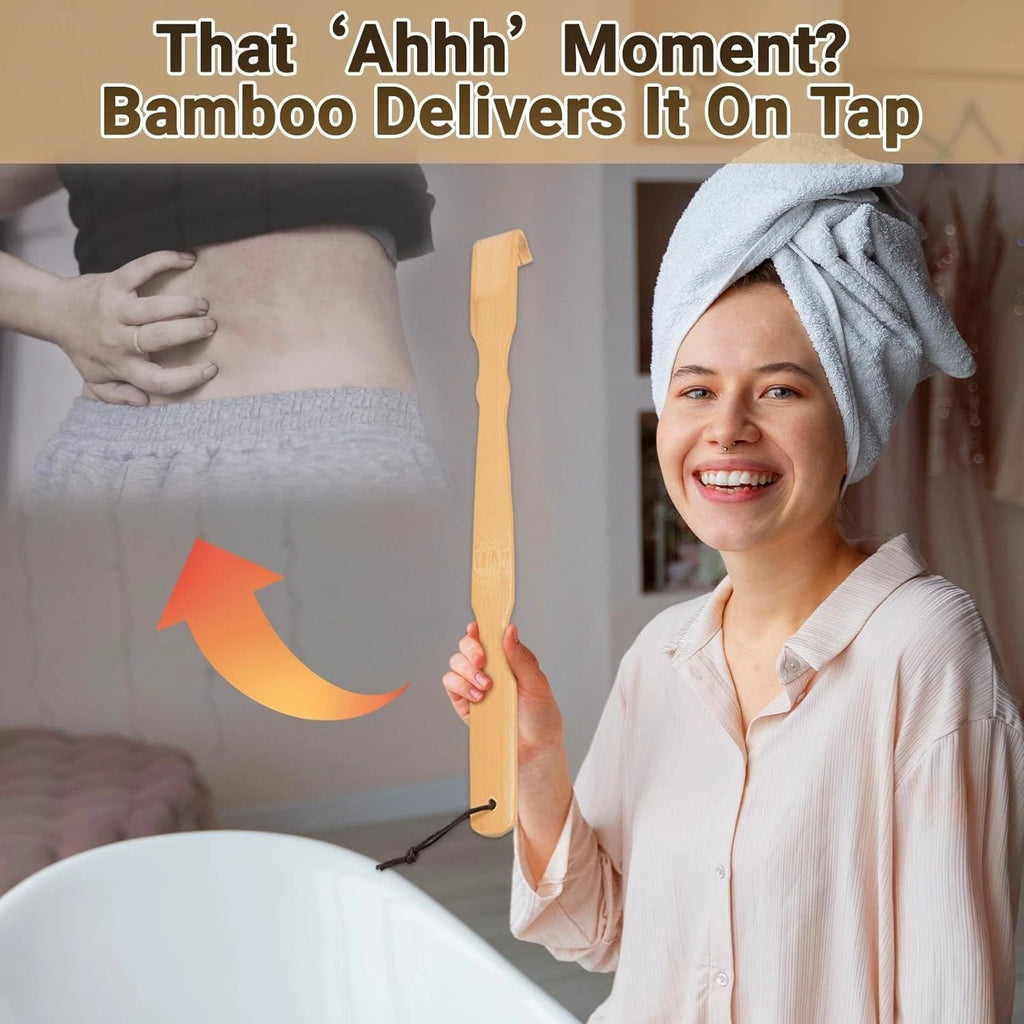 Luxury Handmade Bamboo Back Massager - 17" Relaxation Tool for Men and Women