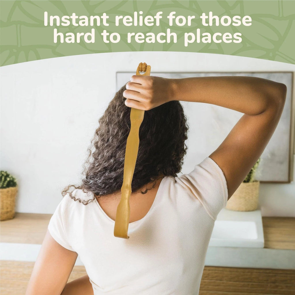 4 Pieces 17 Inch Bamboo Backscratcher Knobby Massage Roller Handle Plus Free ...