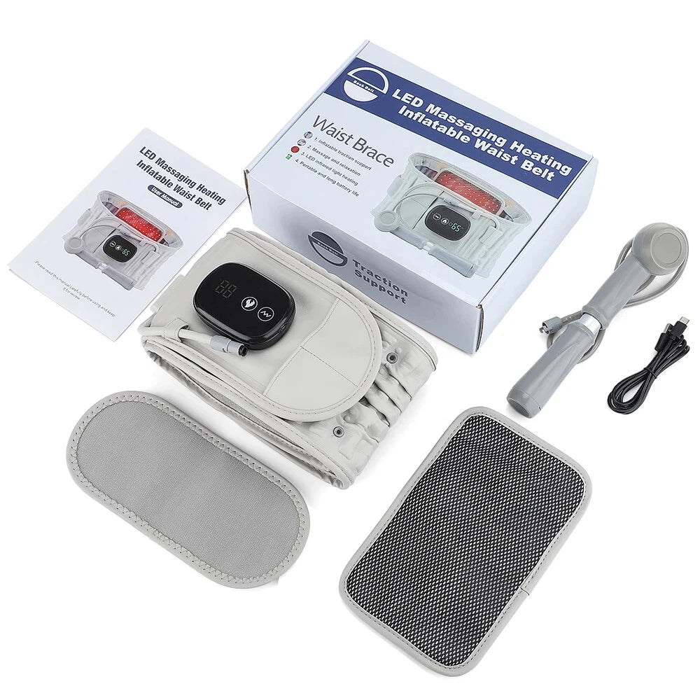 Inflatable Waist Heat Massager, Back Airbag Support Belt, Lumbar Protect Brace
