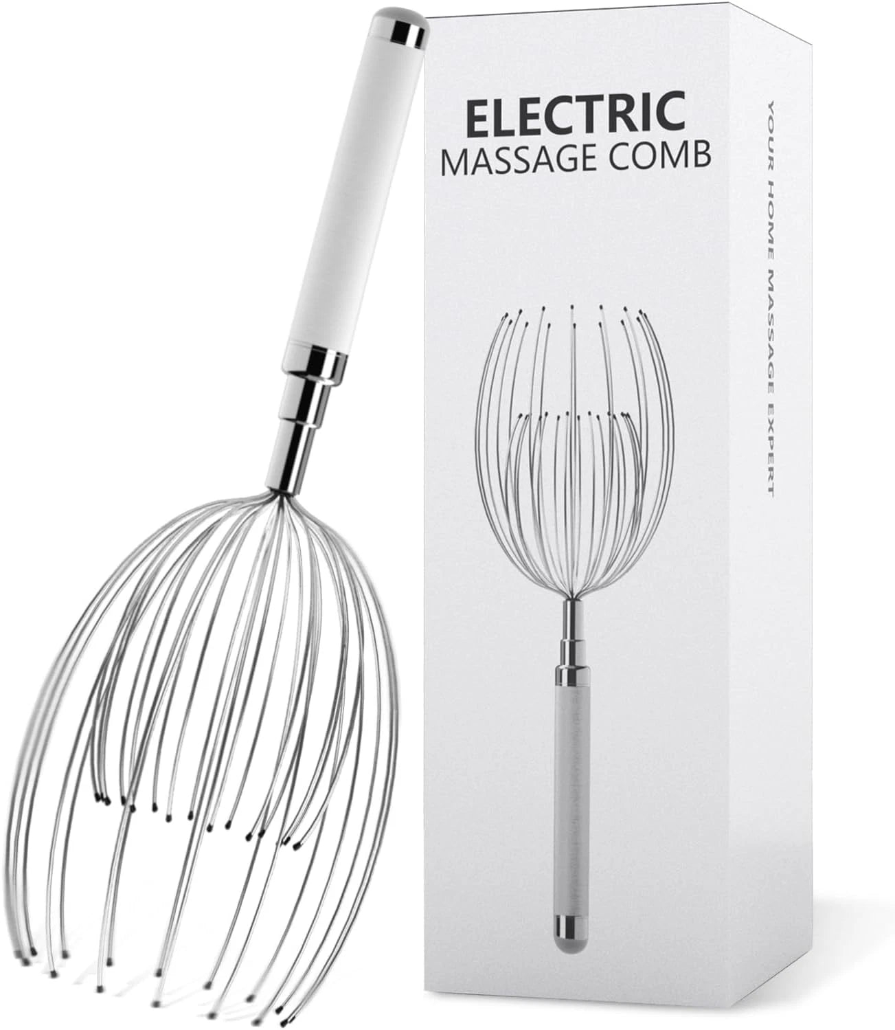 Masajeador Electrico de Cabeza con 20 Dedos de Metal Relajante e Impermeable