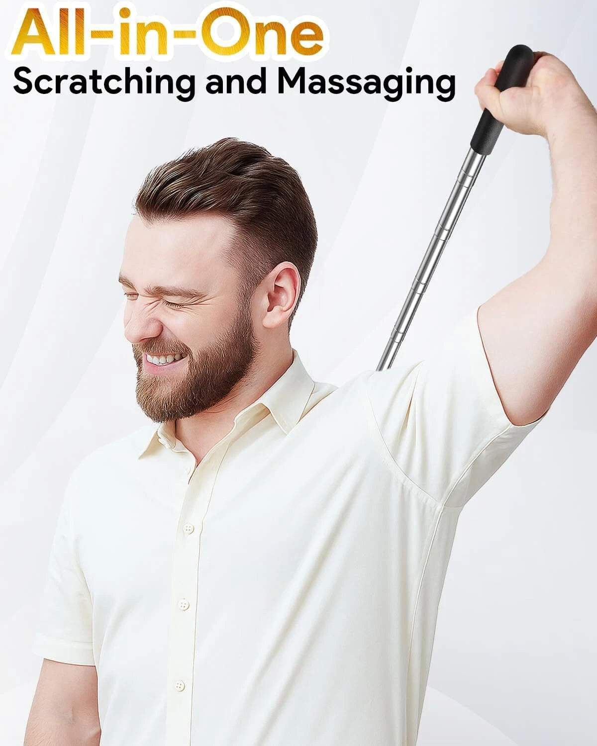 Telescoping Back Scratcher with 4Pcs Detachable Scratching Heads, Fathers Day Da