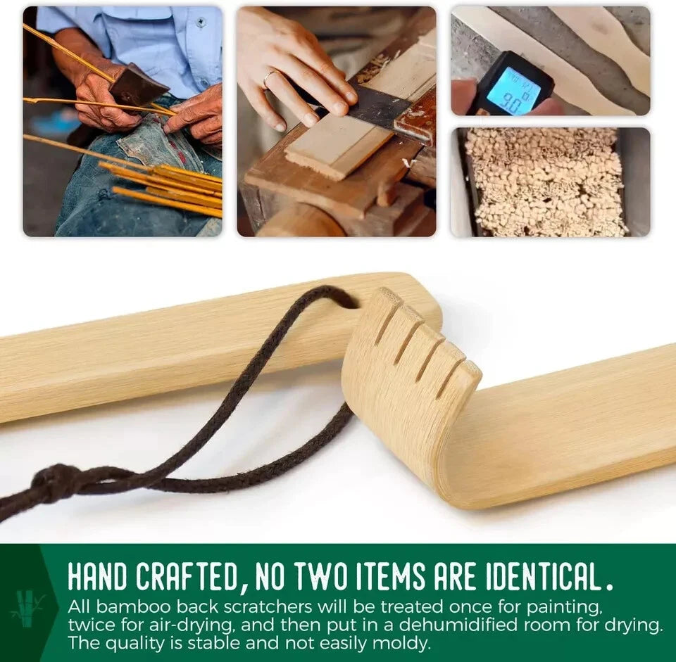 RENOOK Back Scratcher, 2 Pieces 16.5" Natural Strong Sturdy Bamboo