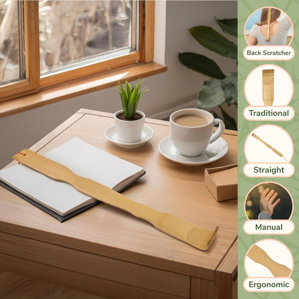 3 Piece 17 Inch Traditional Bamboo Wood Back Scratchers Plus Travel Size Back...