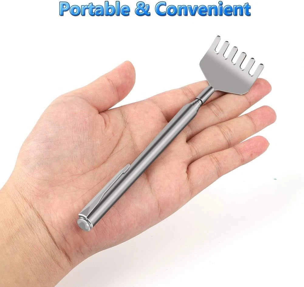 Sturdy Pocket Sized Metal Telescopic Extendable Back Scratcher & Massager