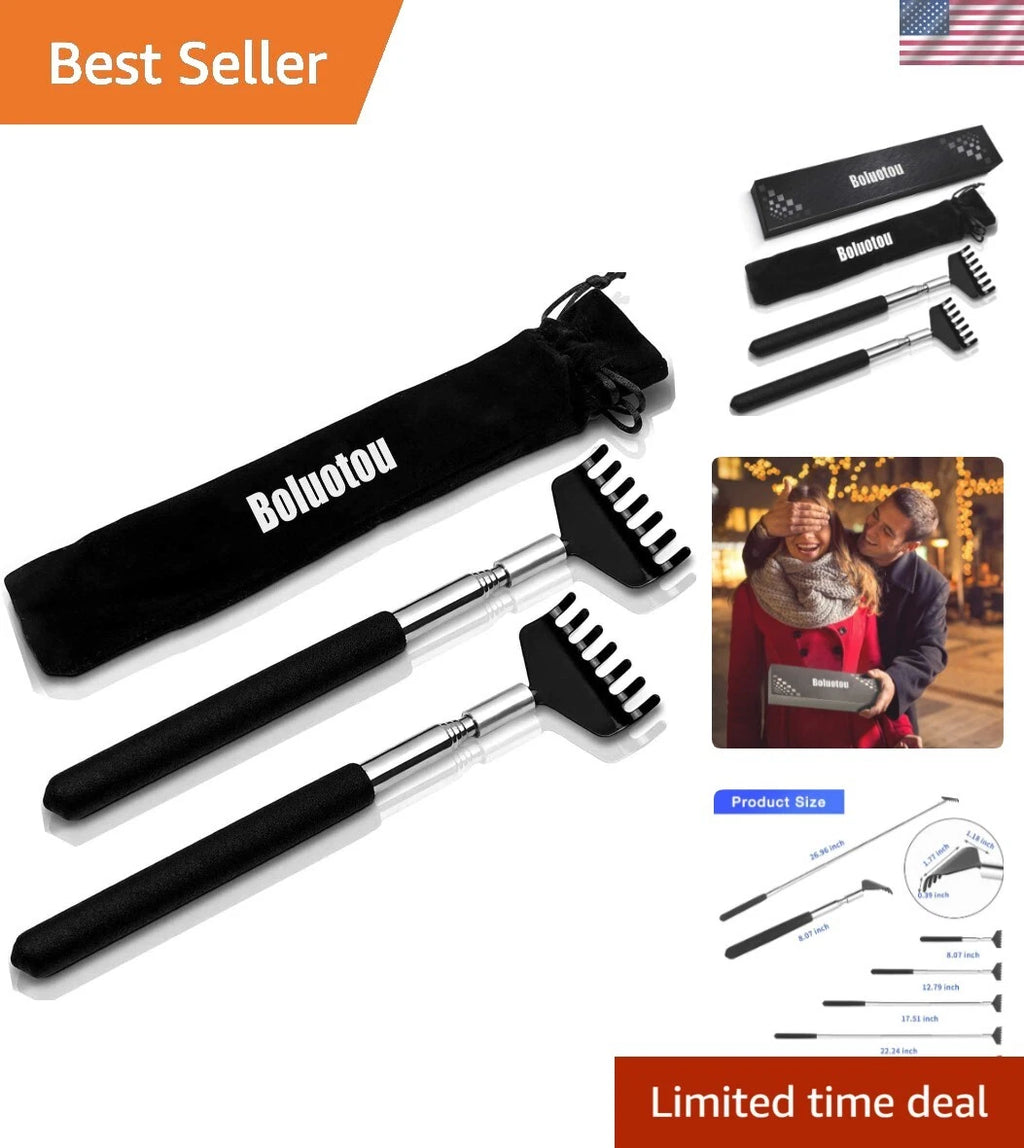 Luxury 2 Pack Extendable Back Scratchers with Soft Rubber Handle - Ideal Gift