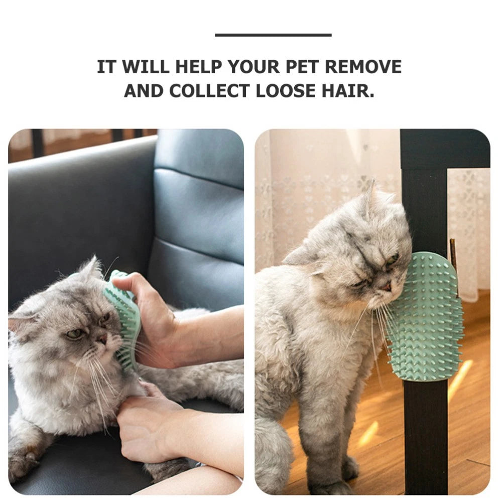 Funny Cat Toy Self-cleaning Scratcher Comb Grooming Brush Corner