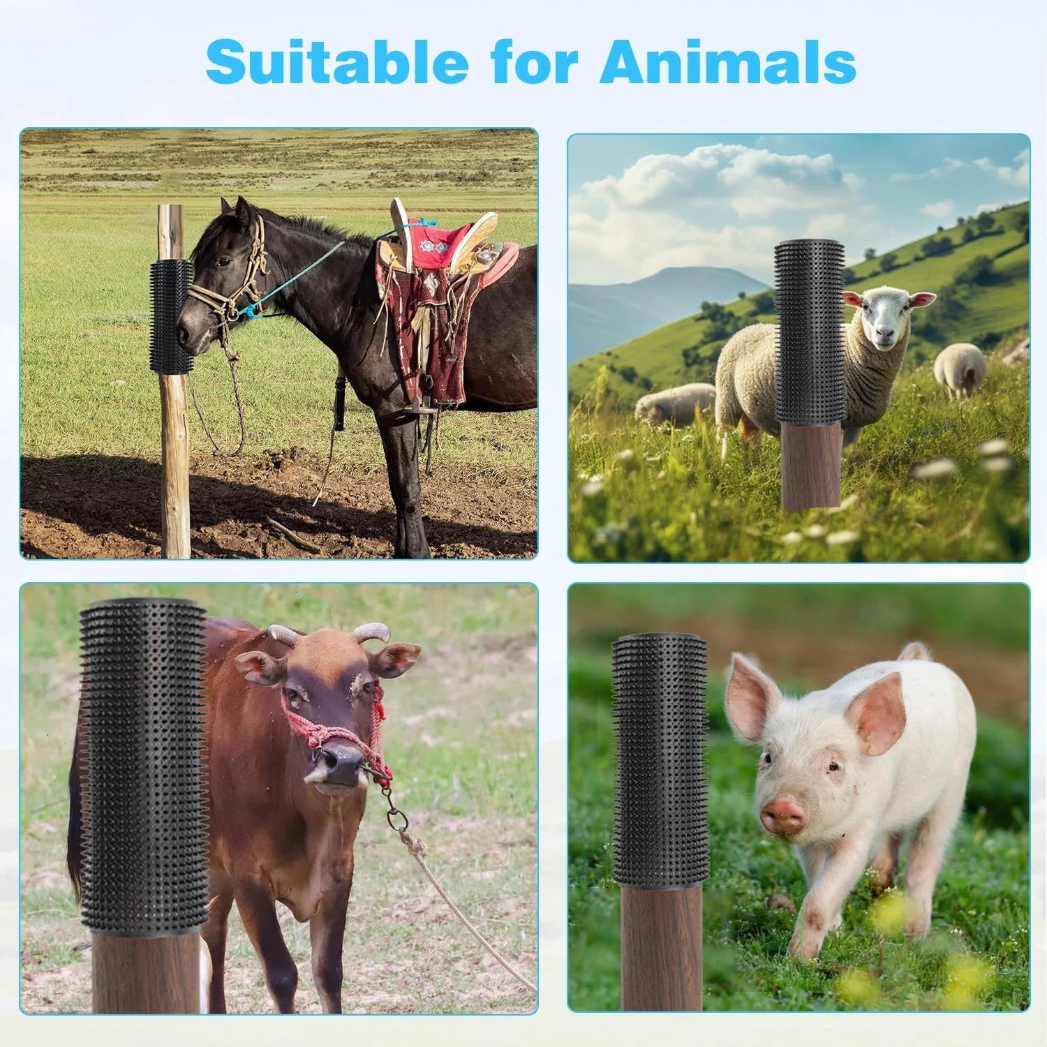2 Pcs Horse Cattle Scratchers, Horse Scratching Post, Super Soft Massage Brush K